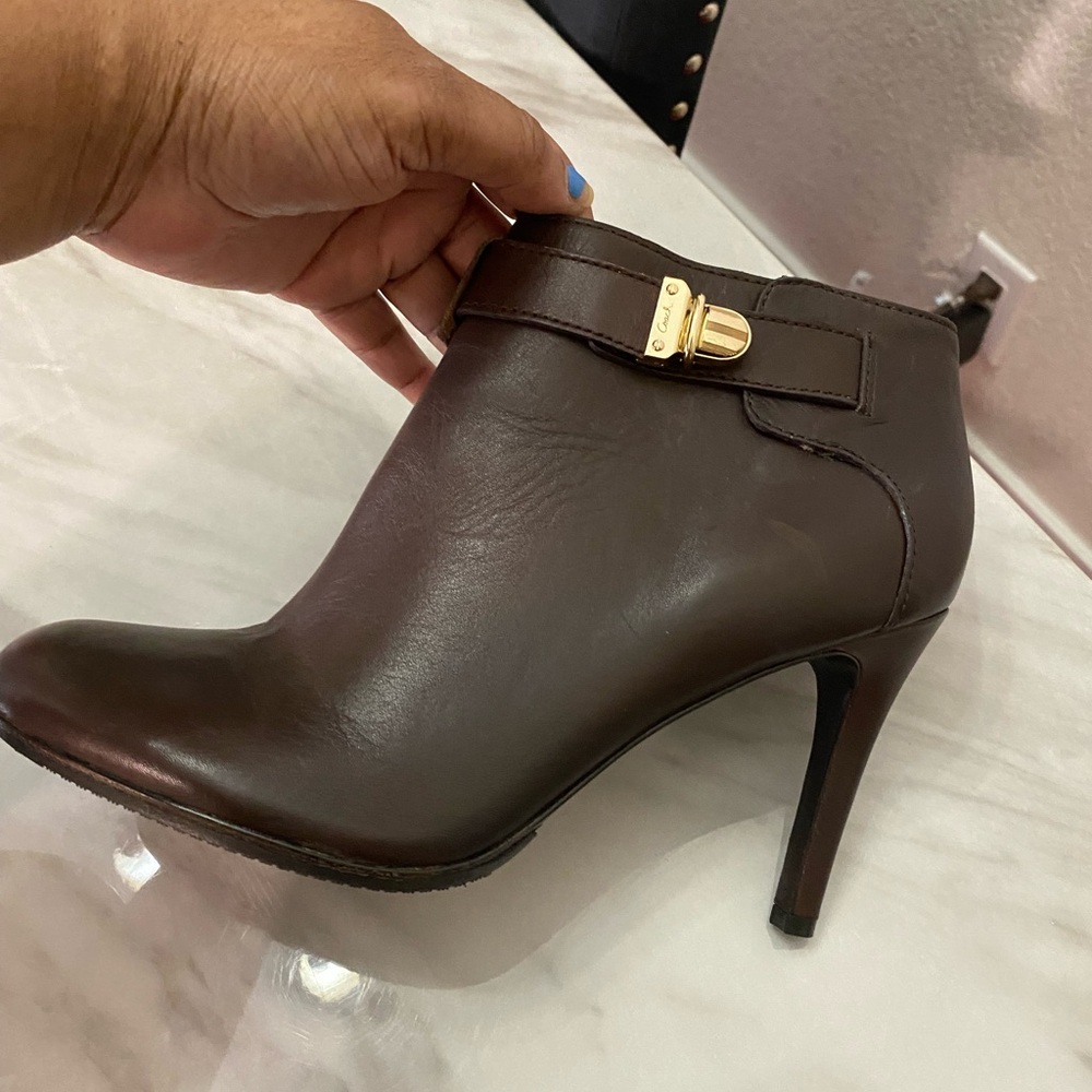 Coach Key Lock Leather Booties